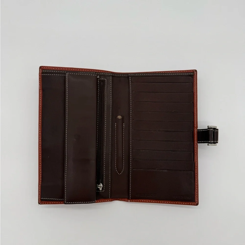 Puntotres Genuine Leather Travel Wallet Passport Organizer Brown Spain Zip